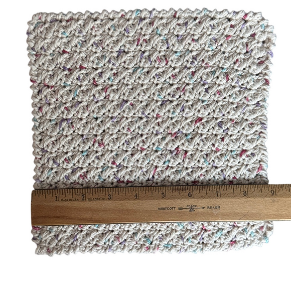 Cotton Crochet Washcloths, Dishcloths, Set of 2, Kitchen or Bath - 9” x 9” - Picture 3 of 5